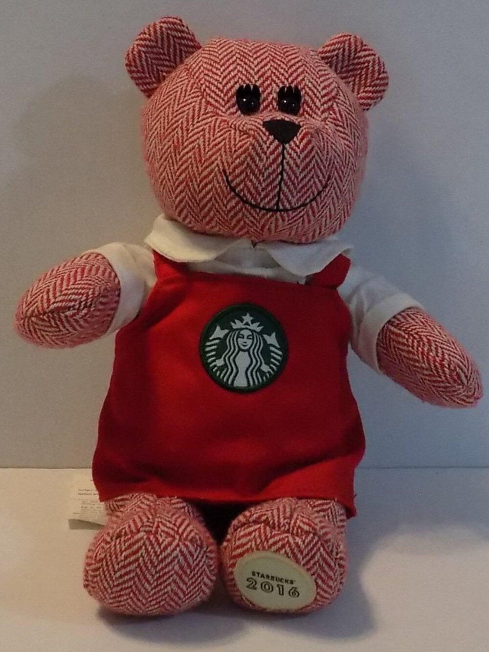 Starbucks 2016 Bearista Bear Plush Red Apron Coffee Barista Teddy Bear Rare
